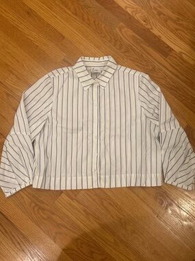 Finley White Blouse with Blue Stripes